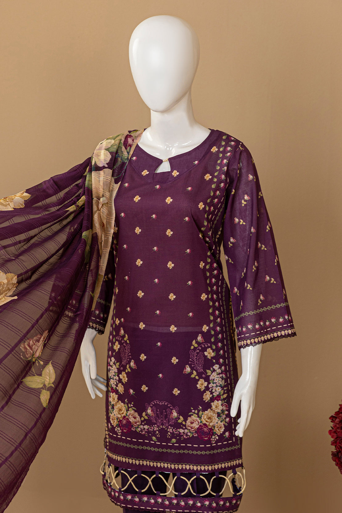 3 Piece - Digitally Printed Lawn - D909