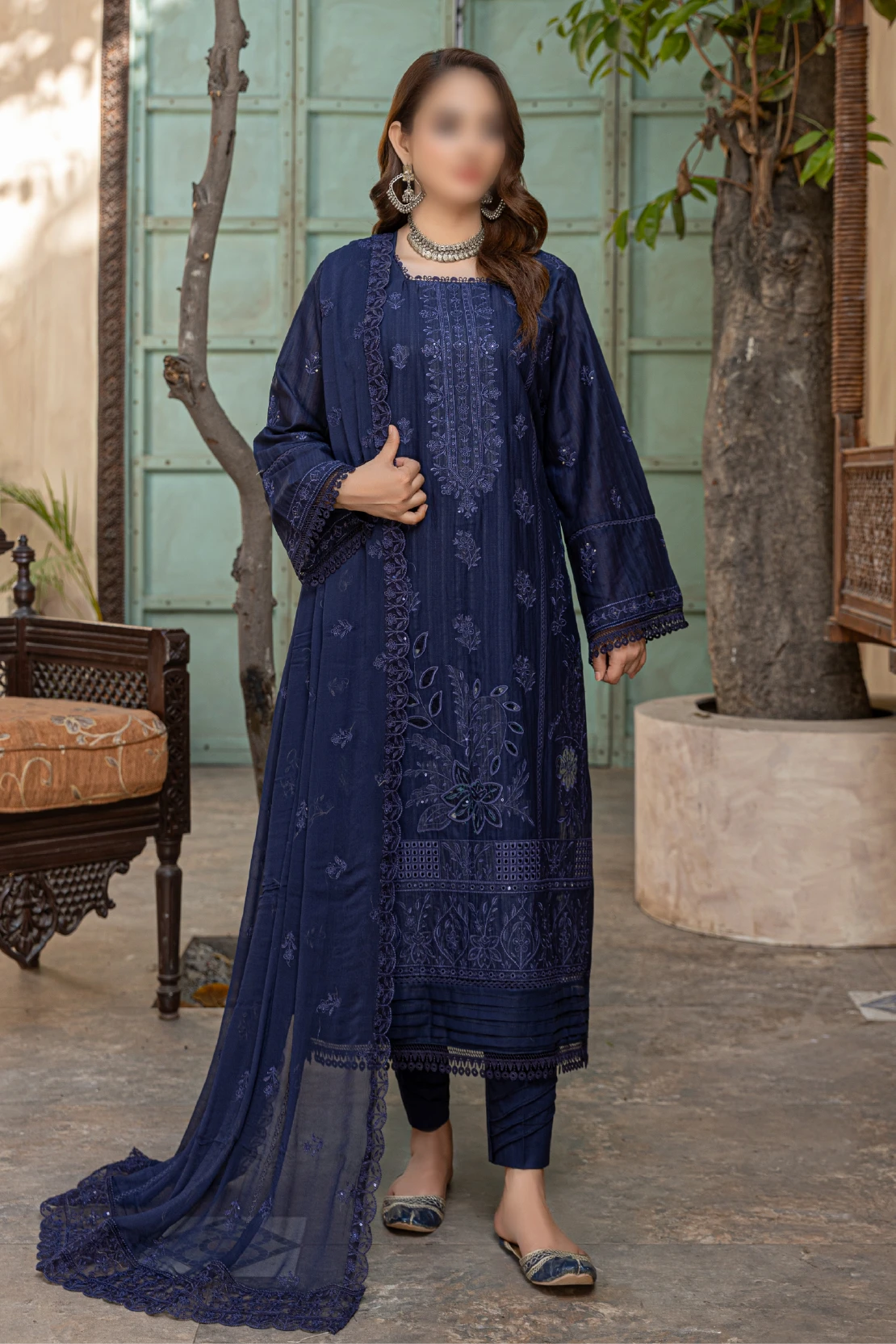 3 Piece - Embroidered Lawn - Farasha 108