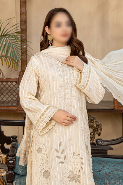 3 Piece - Embroidered Lawn - Farasha 107