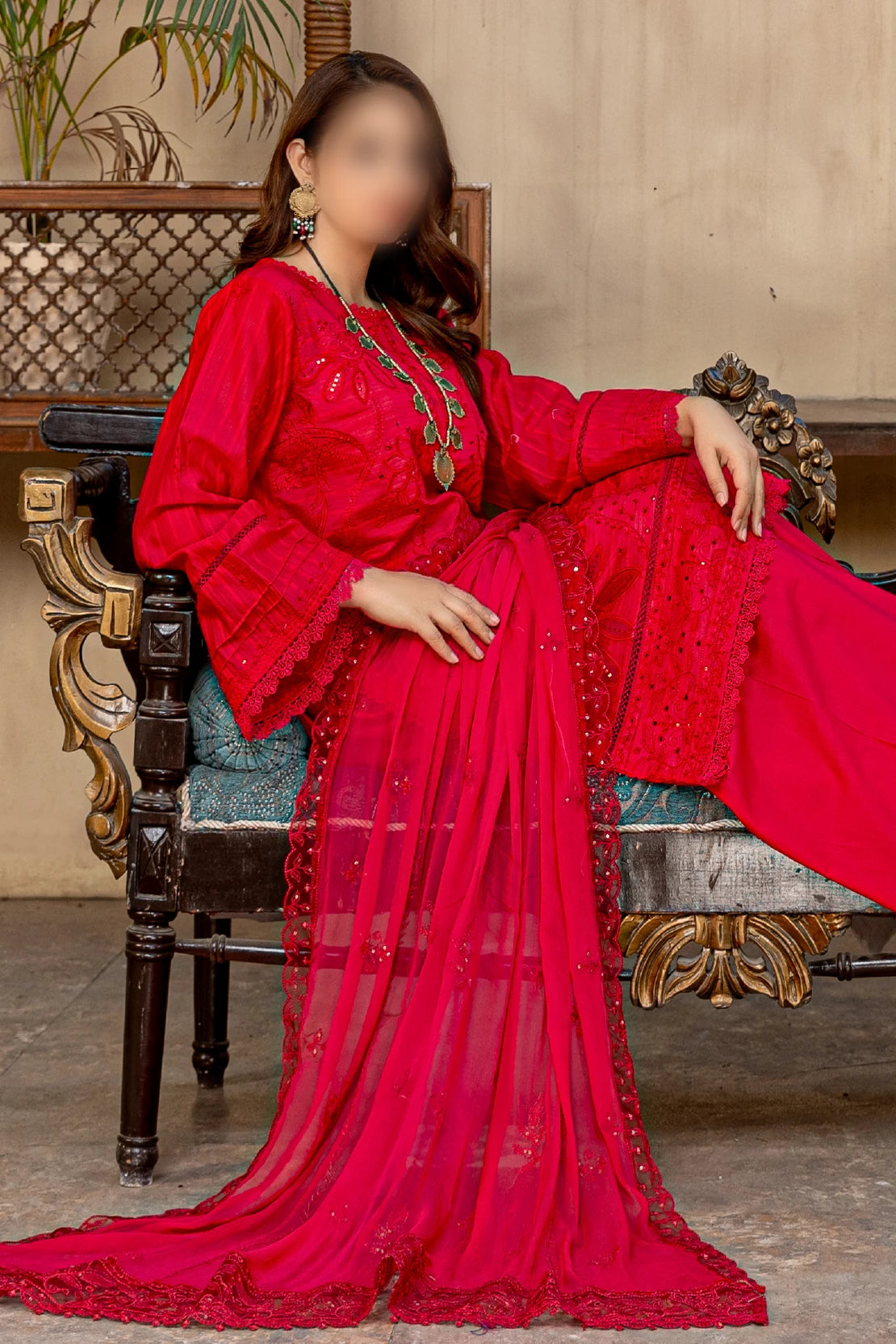 3 Piece - Embroidered Lawn - Farasha 104