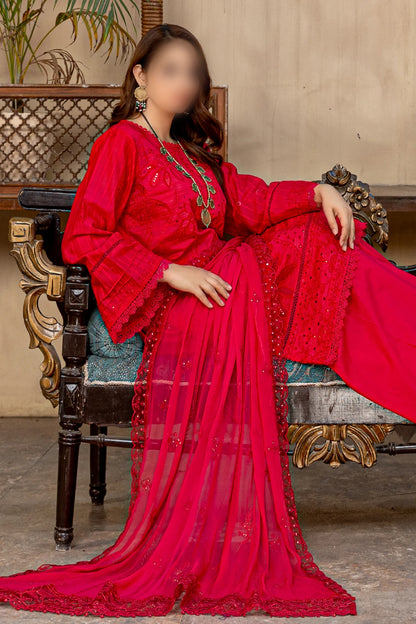 3 Piece - Embroidered Lawn - Farasha 104