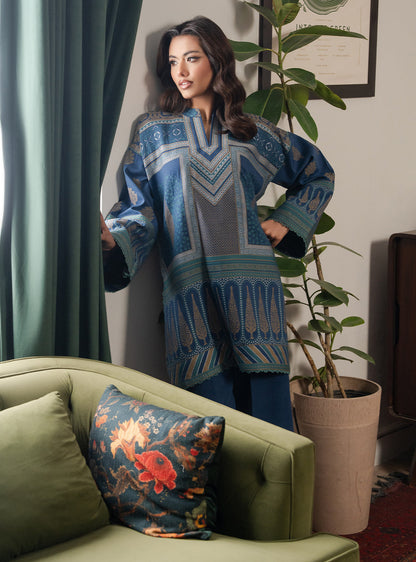 2 Piece - Printed Khaddar - Azure