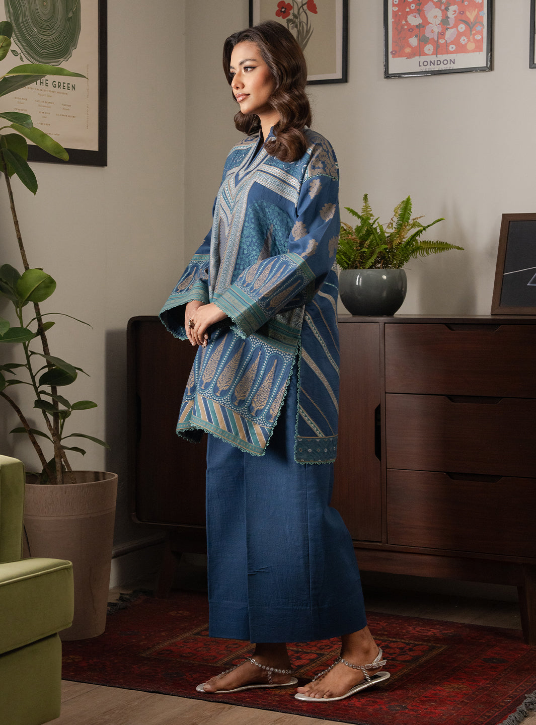 2 Piece - Printed Khaddar - Azure