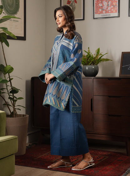 2 Piece - Printed Khaddar - Azure