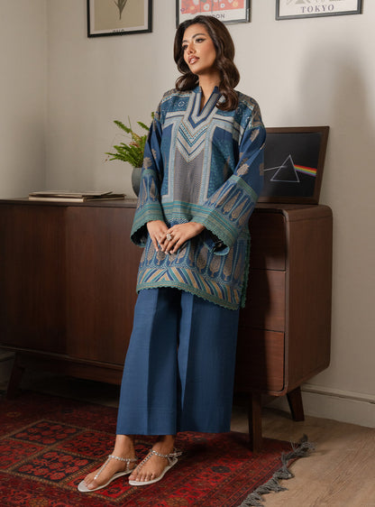 2 Piece - Printed Khaddar - Azure