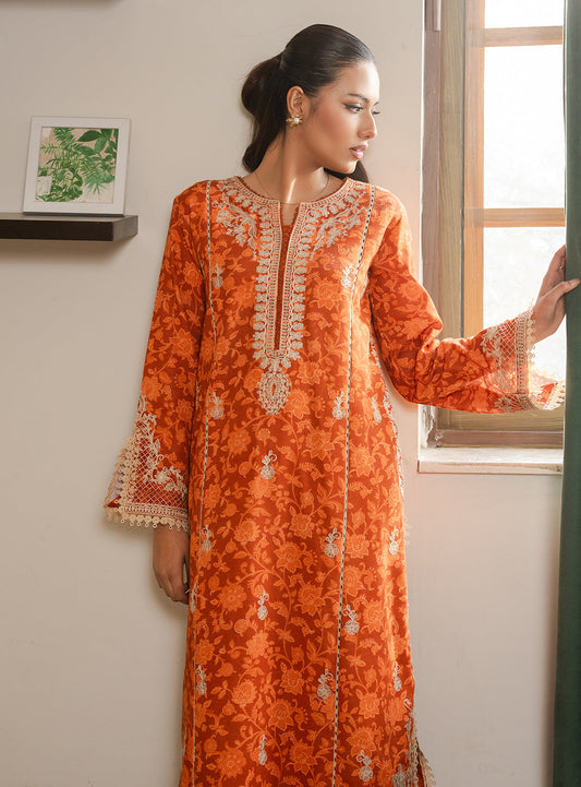 2 Piece - Printed Khaddar - Ember