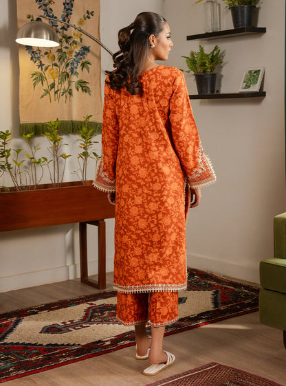 2 Piece - Printed Khaddar - Ember