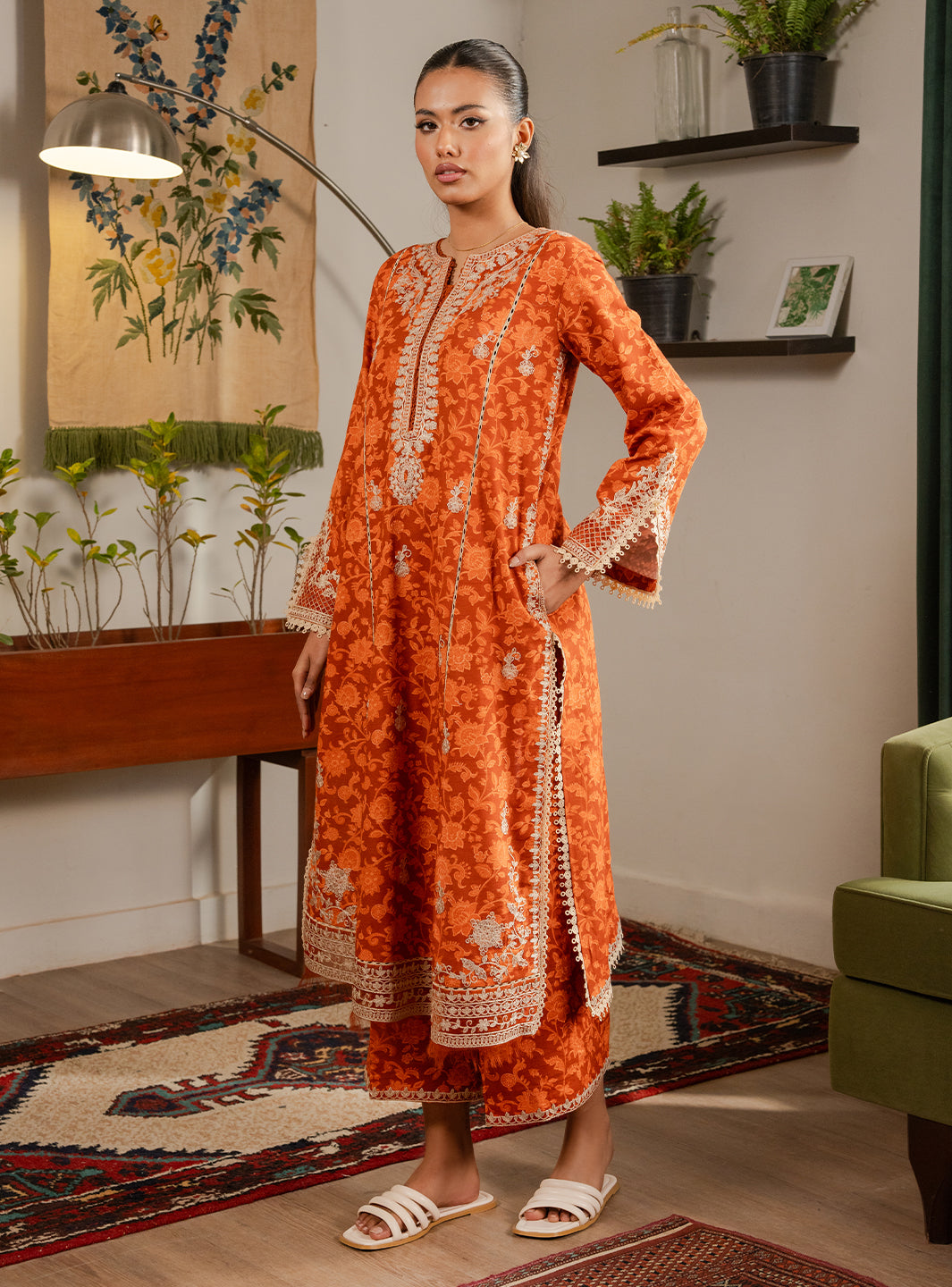 2 Piece - Printed Khaddar - Ember