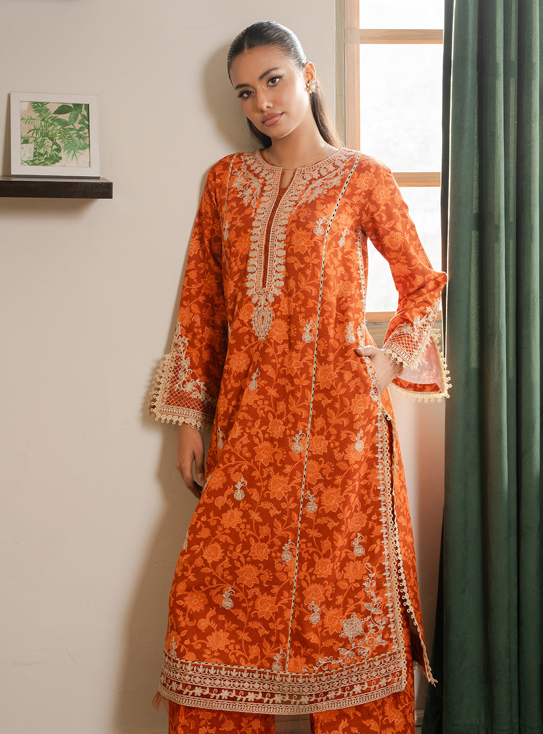 2 Piece - Printed Khaddar - Ember