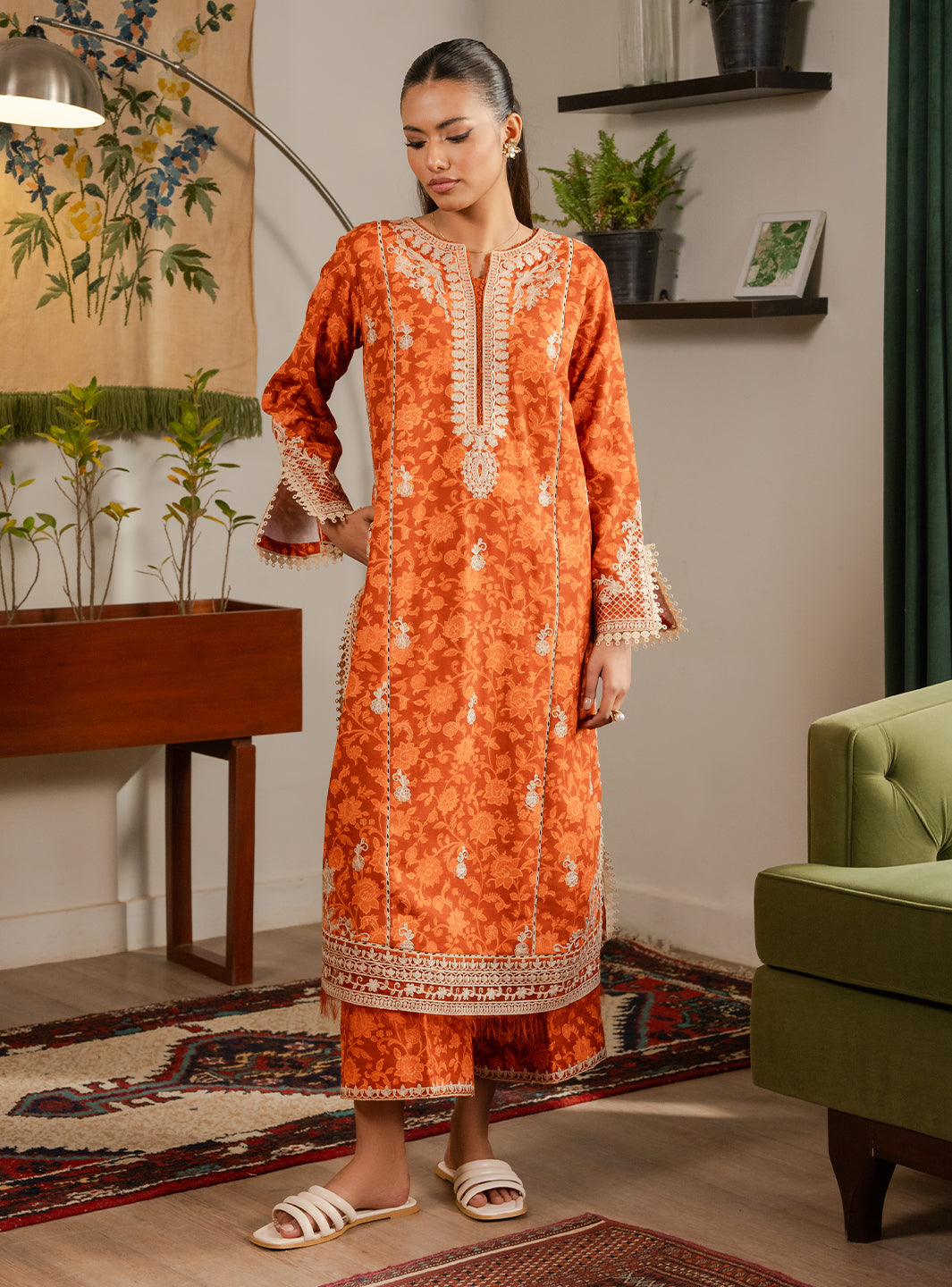 2 Piece - Printed Khaddar - Ember