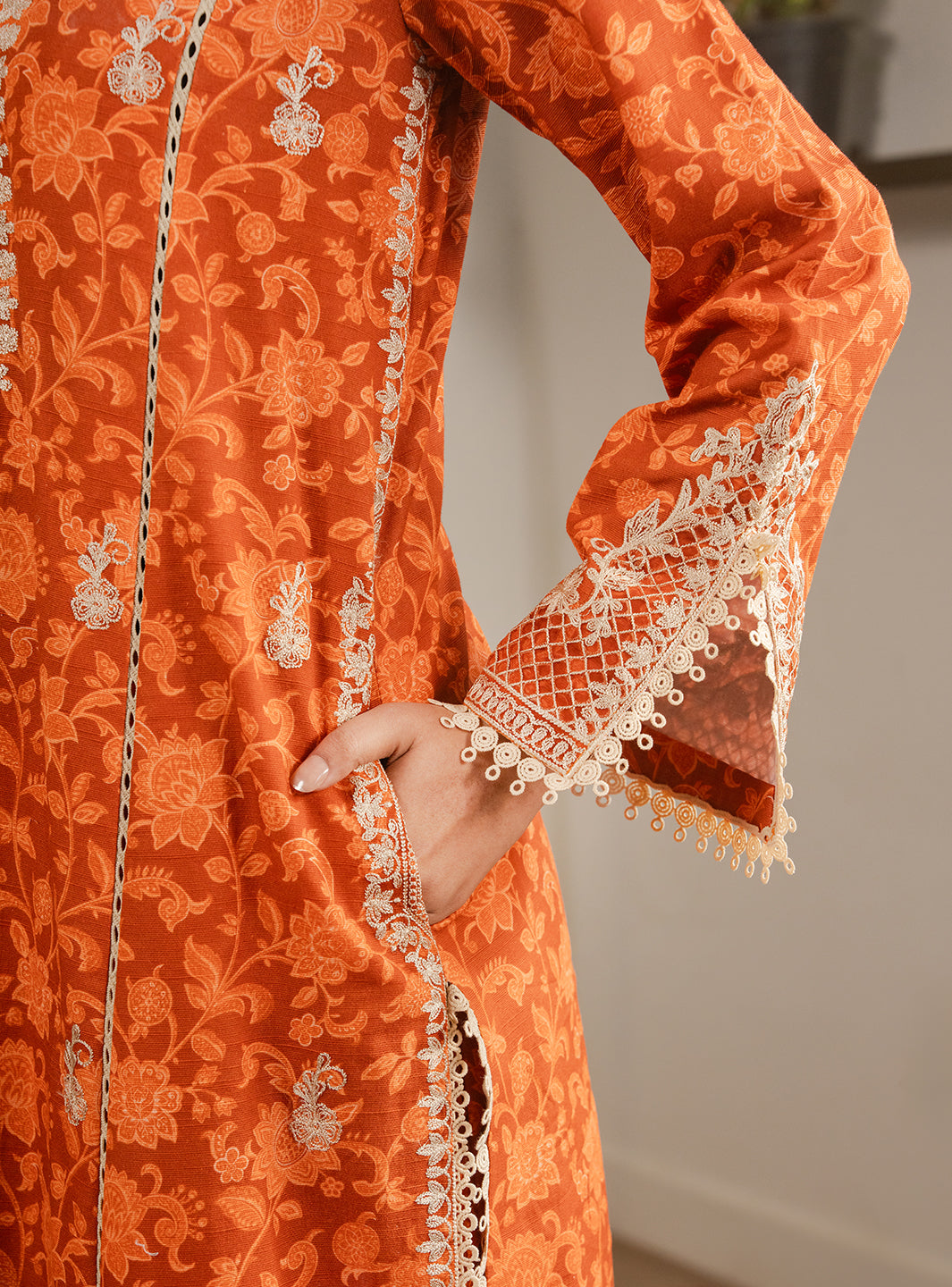2 Piece - Printed Khaddar - Ember