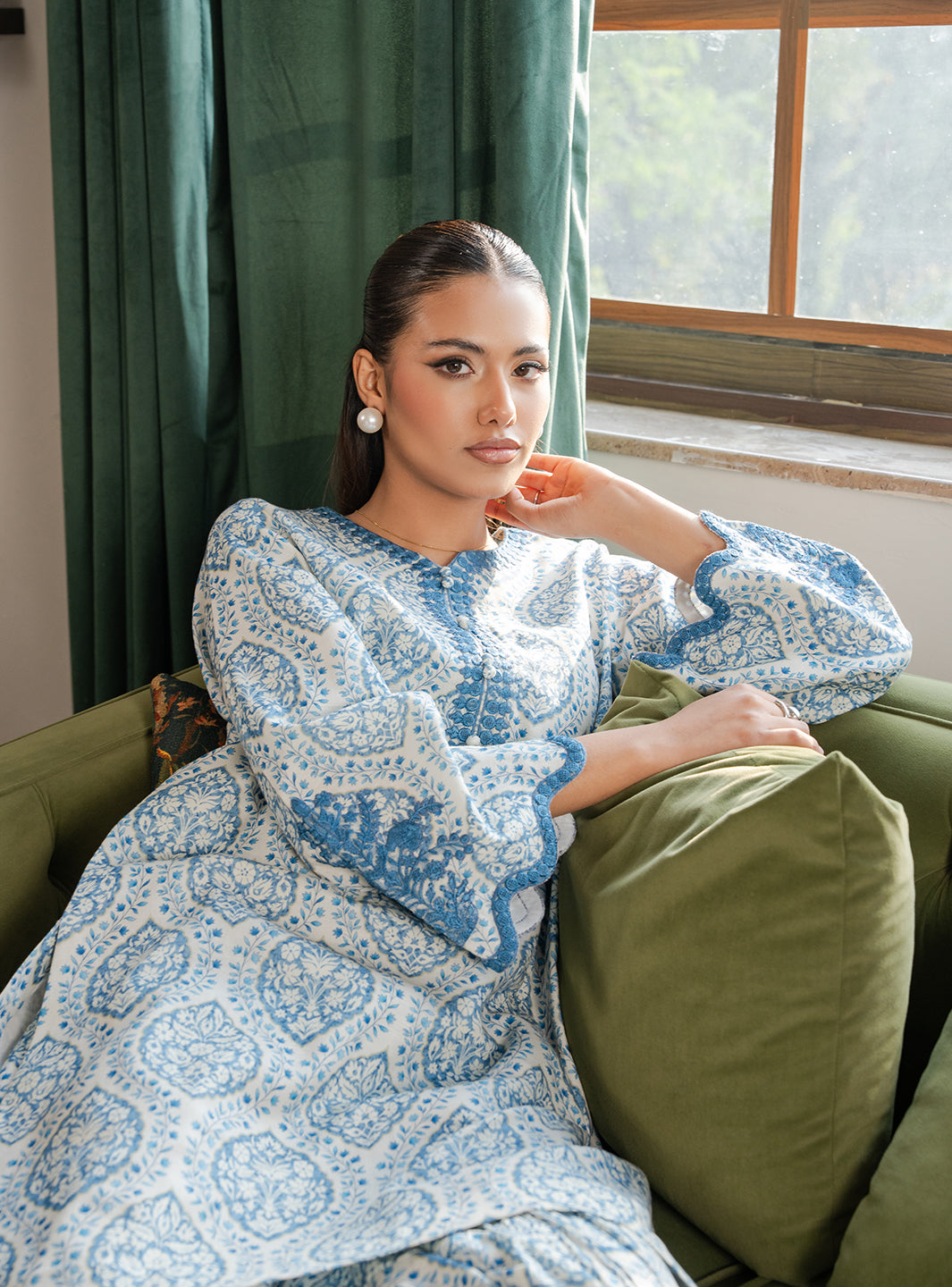 2 Piece - Printed Khaddar - Celeste