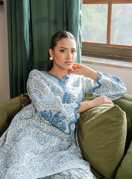 2 Piece - Printed Khaddar - Celeste