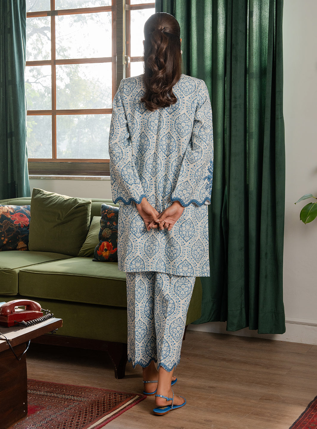 2 Piece - Printed Khaddar - Celeste
