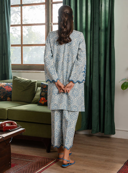 2 Piece - Printed Khaddar - Celeste