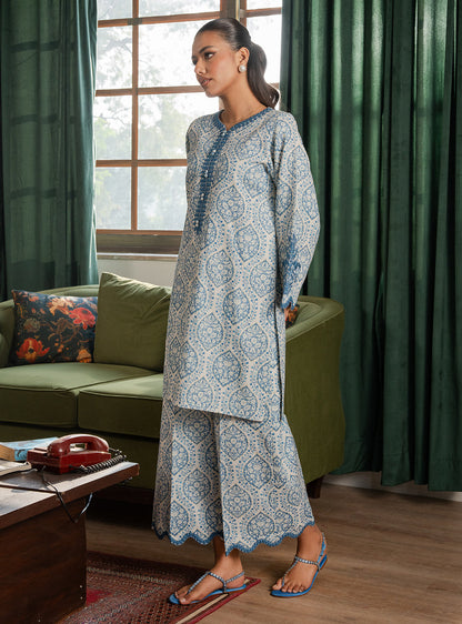 2 Piece - Printed Khaddar - Celeste