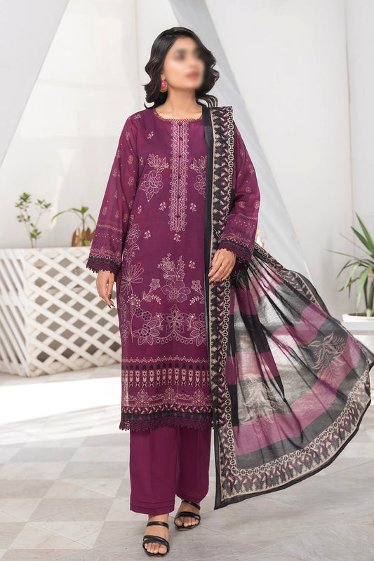 3 Piece - Embroidered Lawn - Jasmine 801