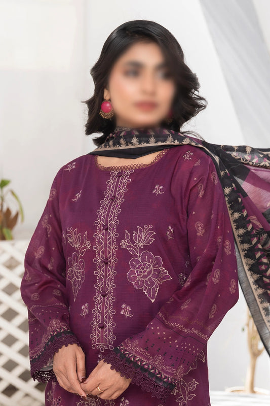 3 Piece - Embroidered Lawn - Jasmine 801