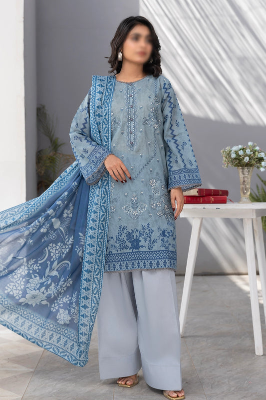 3 Piece - Embroidered Lawn - Jasmine 806