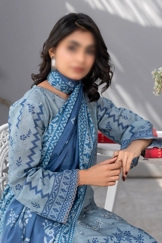 3 Piece - Embroidered Lawn - Jasmine 806