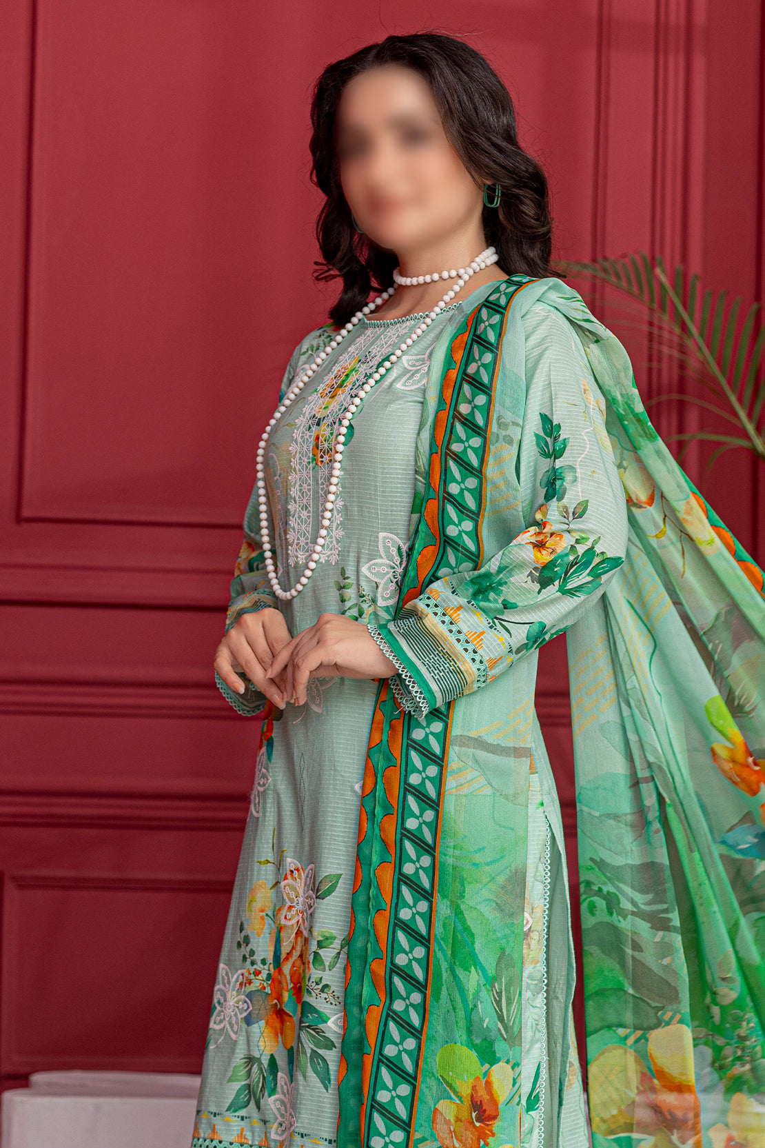 3 Piece - Embroidered Lawn  - Luna 101