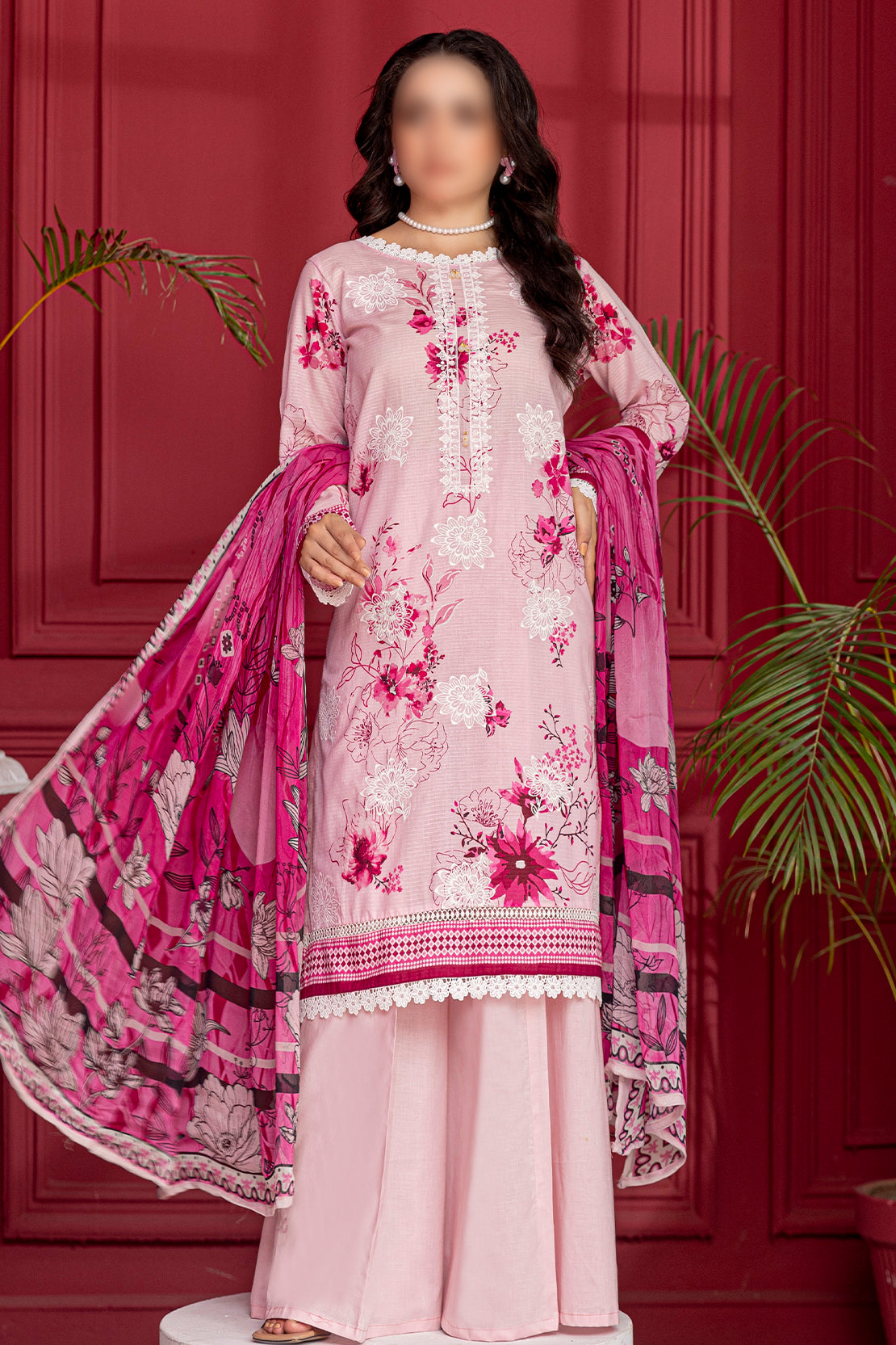 3 Piece - Embroidered Lawn  - Luna 104