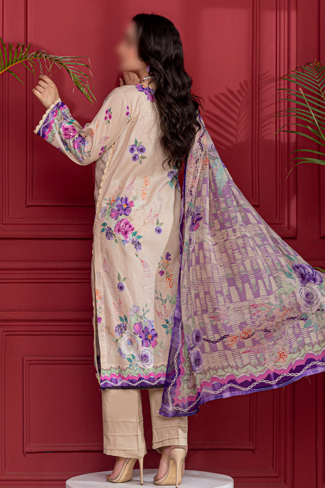 3 Piece - Embroidered Lawn  - Luna 105
