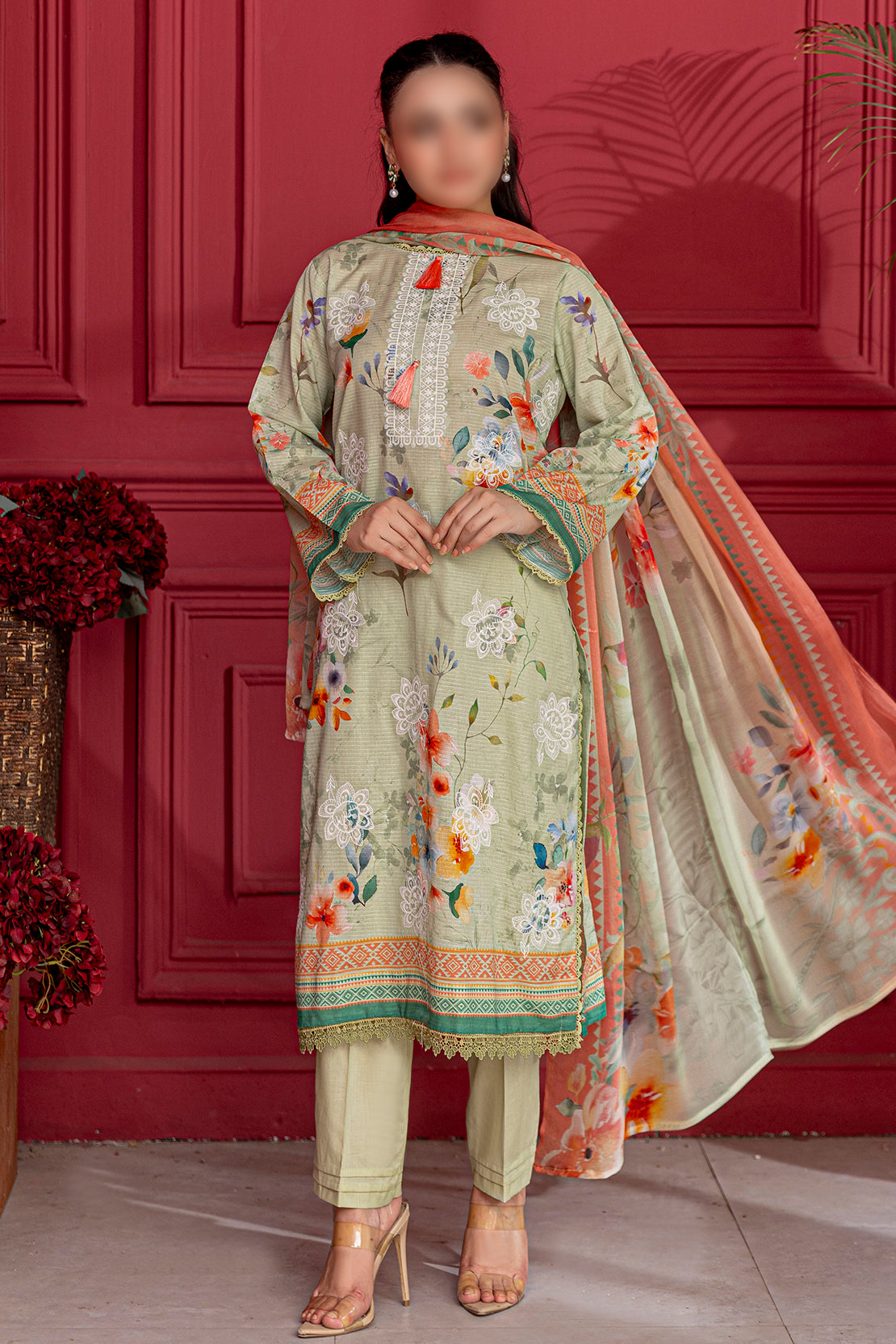 3 Piece - Embroidered Lawn  - Luna 107