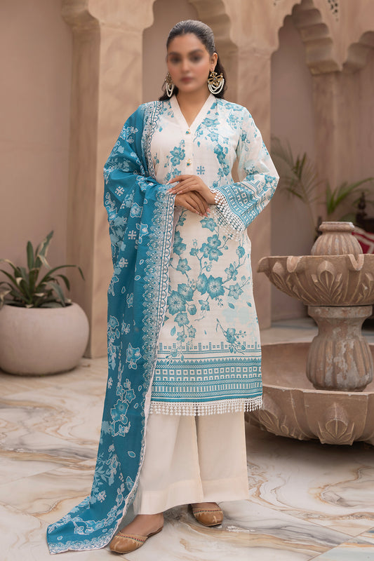 3 Piece - Digitally Printed Lawn - Mahnoosh 110