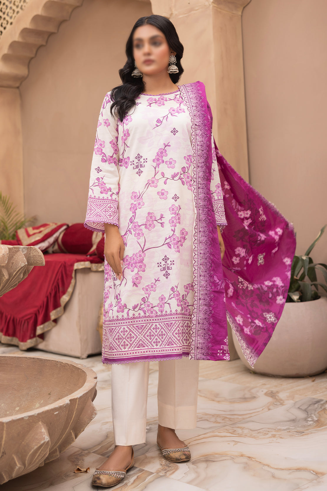 3 Piece - Digitally Printed Lawn - Mahnoosh 103