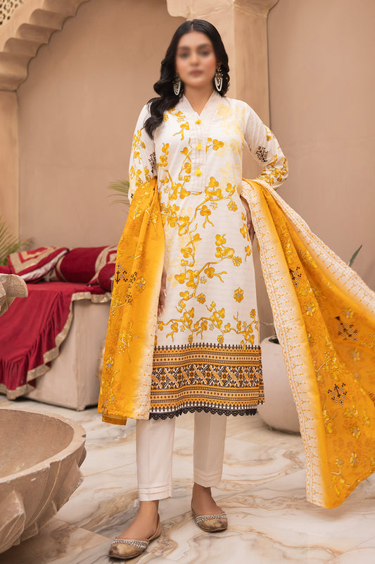 3 Piece - Digitally Printed Lawn - Mahnoosh 104