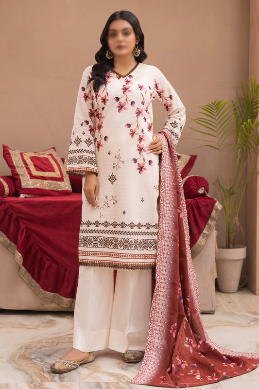 3 Piece - Digitally Printed Lawn - Mahnoosh 105