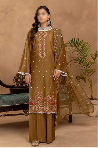 3 Piece - Embroidered Lawn - Nikhar 104