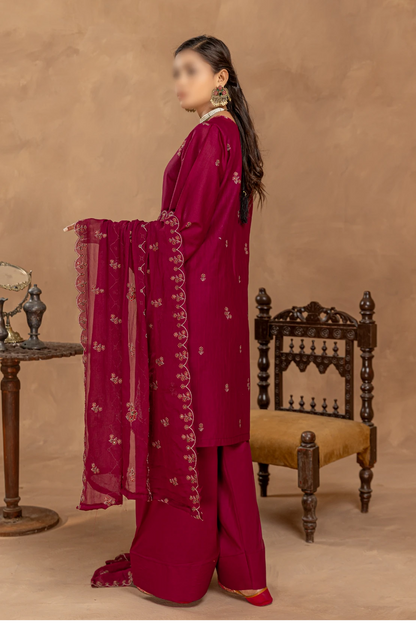 3 Piece - Embroidered Lawn - Nikhar 107