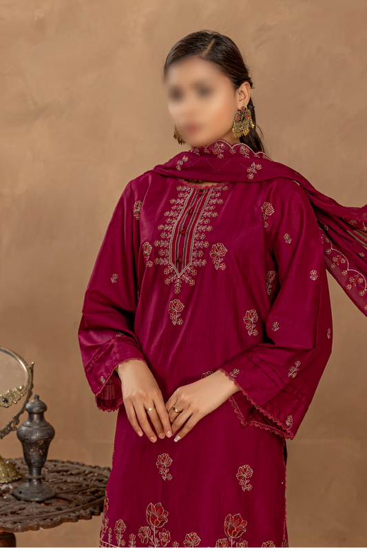 3 Piece - Embroidered Lawn - Nikhar 107