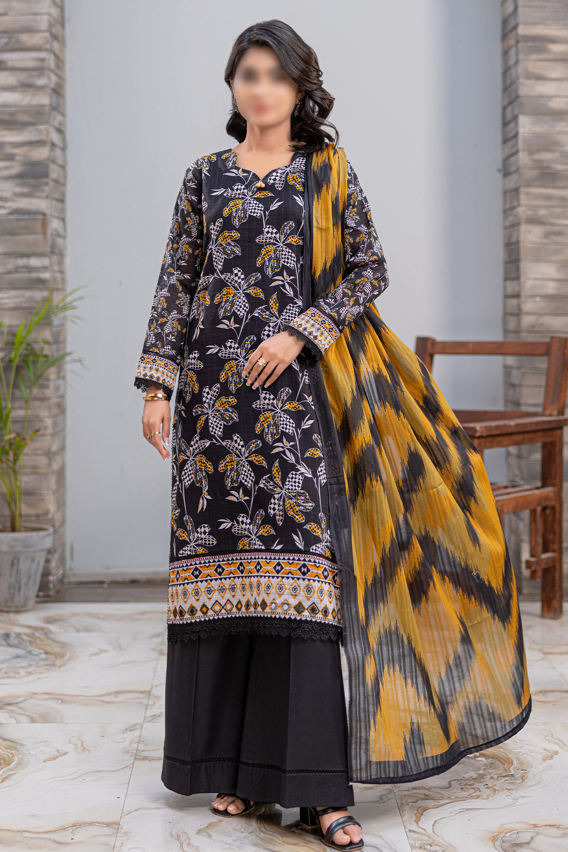 3 Piece - Digitally Printed Lawn - Nureh 910