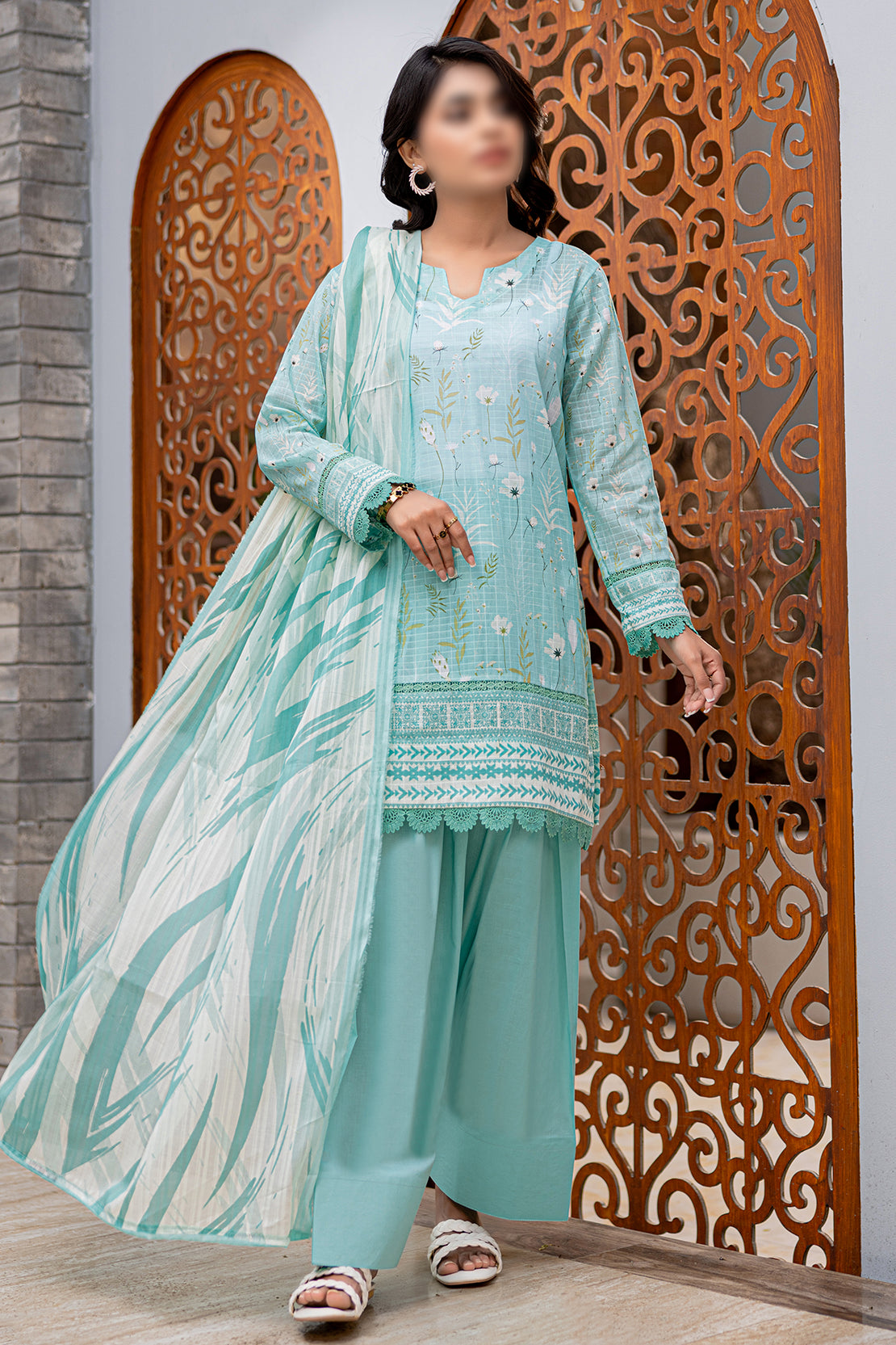 3 Piece - Digitally Printed Lawn - Nureh 905