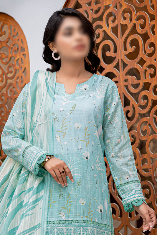 3 Piece - Digitally Printed Lawn - Nureh 905