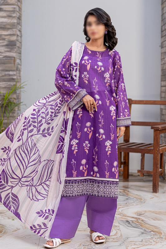 3 Piece - Digitally Printed Lawn - Nureh 909