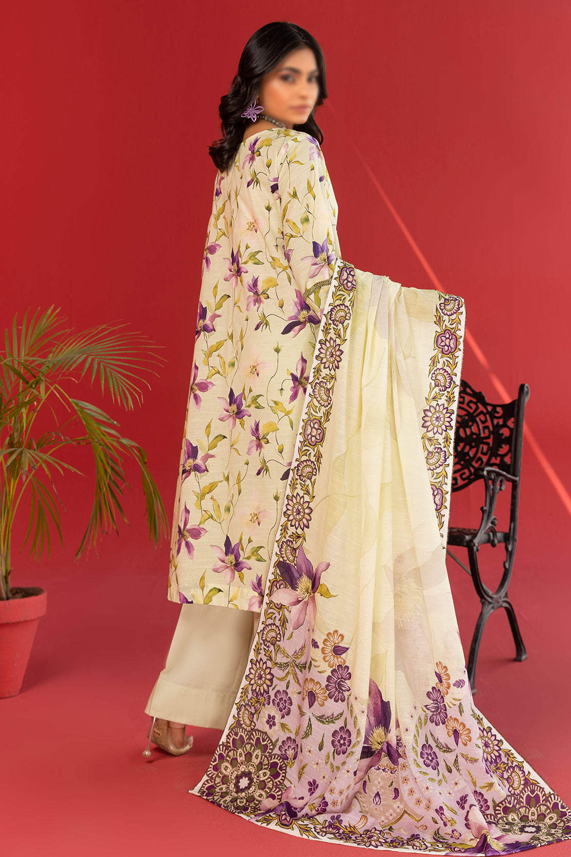 3 Piece - Digitally Printed Lawn - Nureh 1201