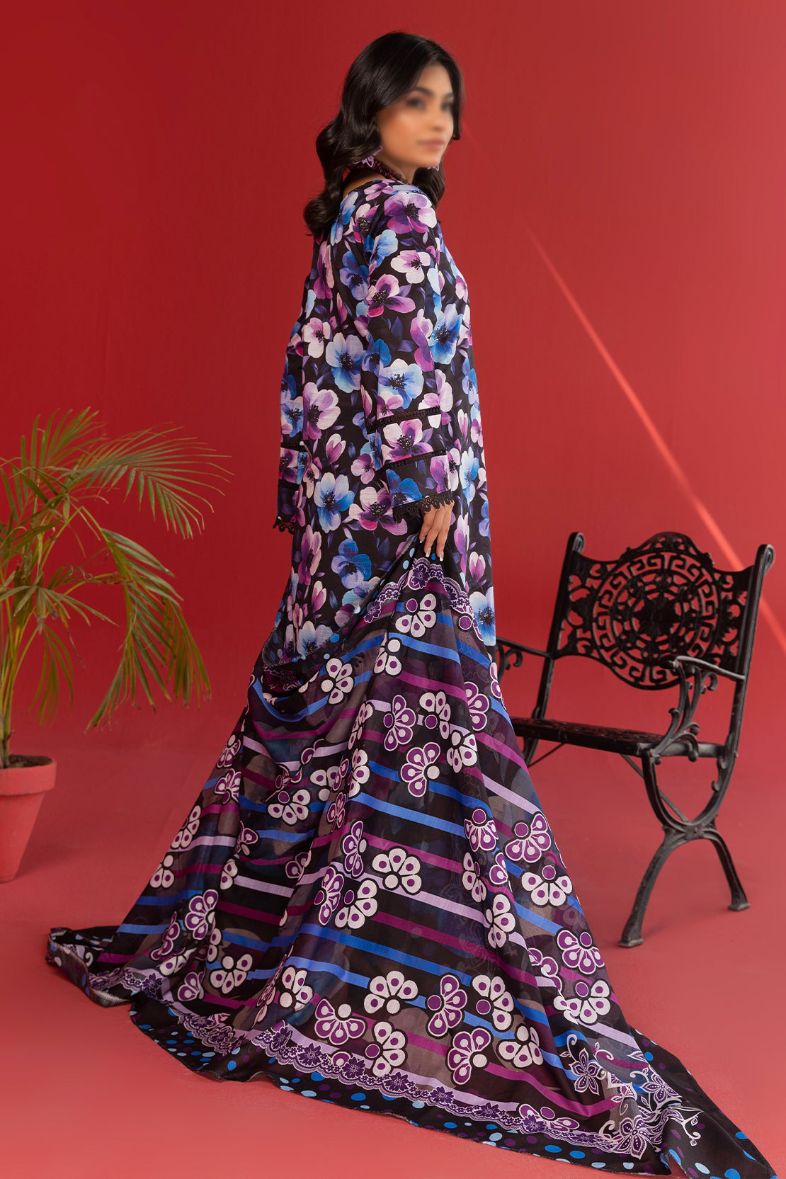 3 Piece - Digitally Printed Lawn - Nureh 1204