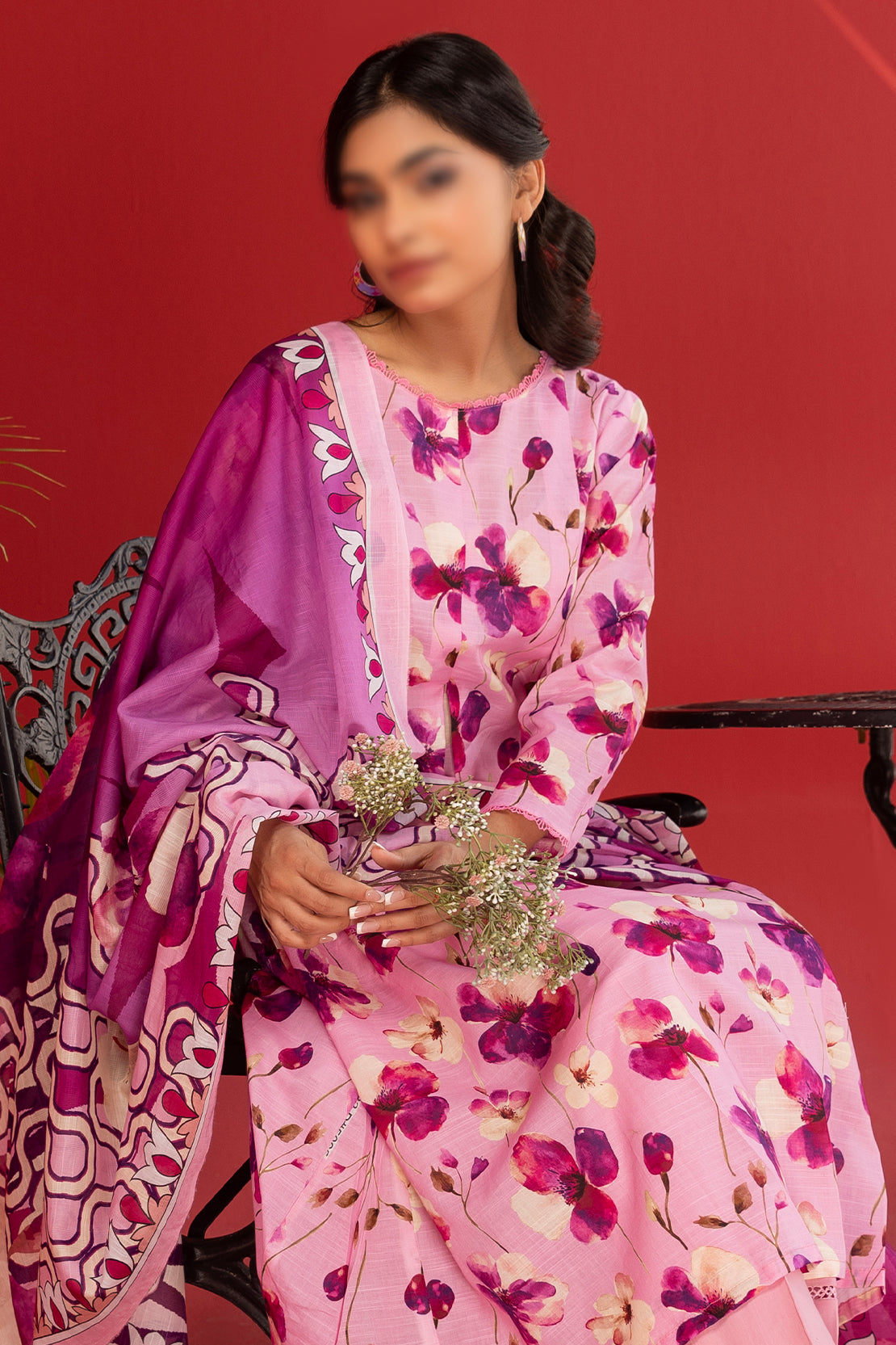 3 Piece - Digitally Printed Lawn - Nureh 1206