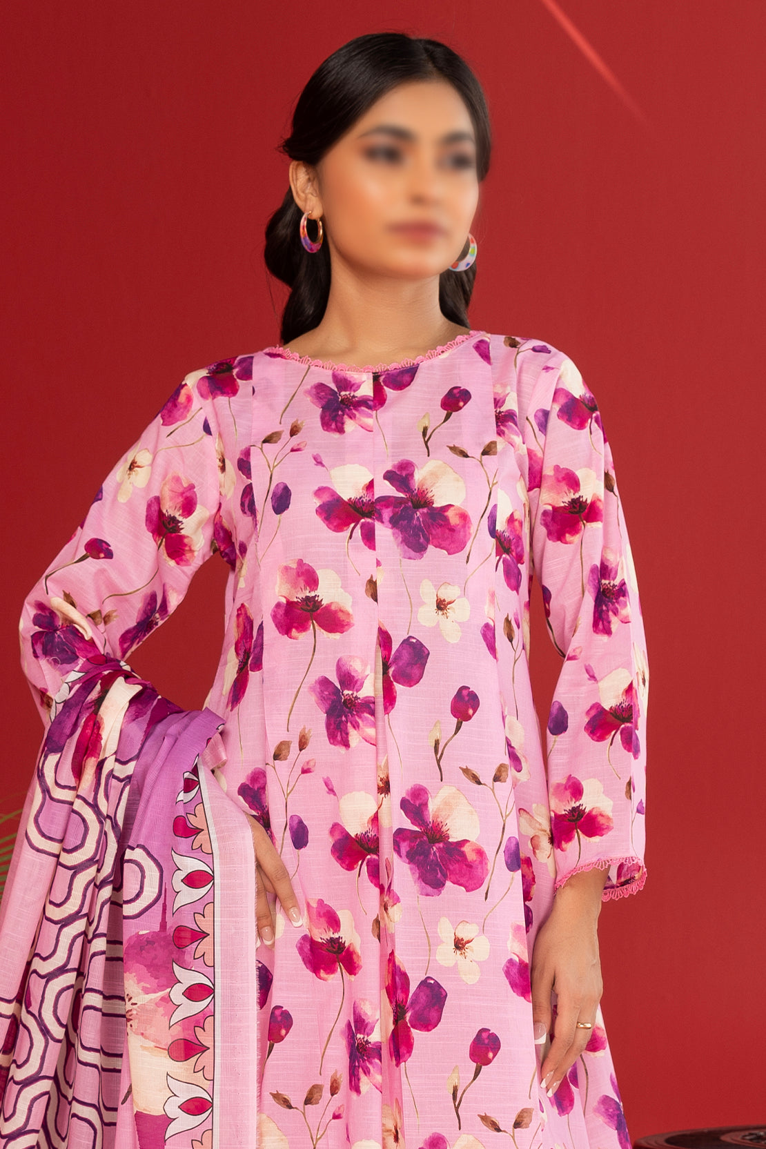 3 Piece - Digitally Printed Lawn - Nureh 1206