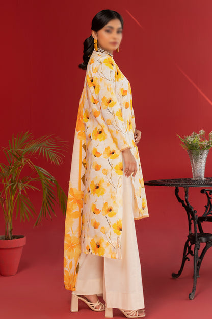 3 Piece - Digitally Printed Lawn - Nureh 1207