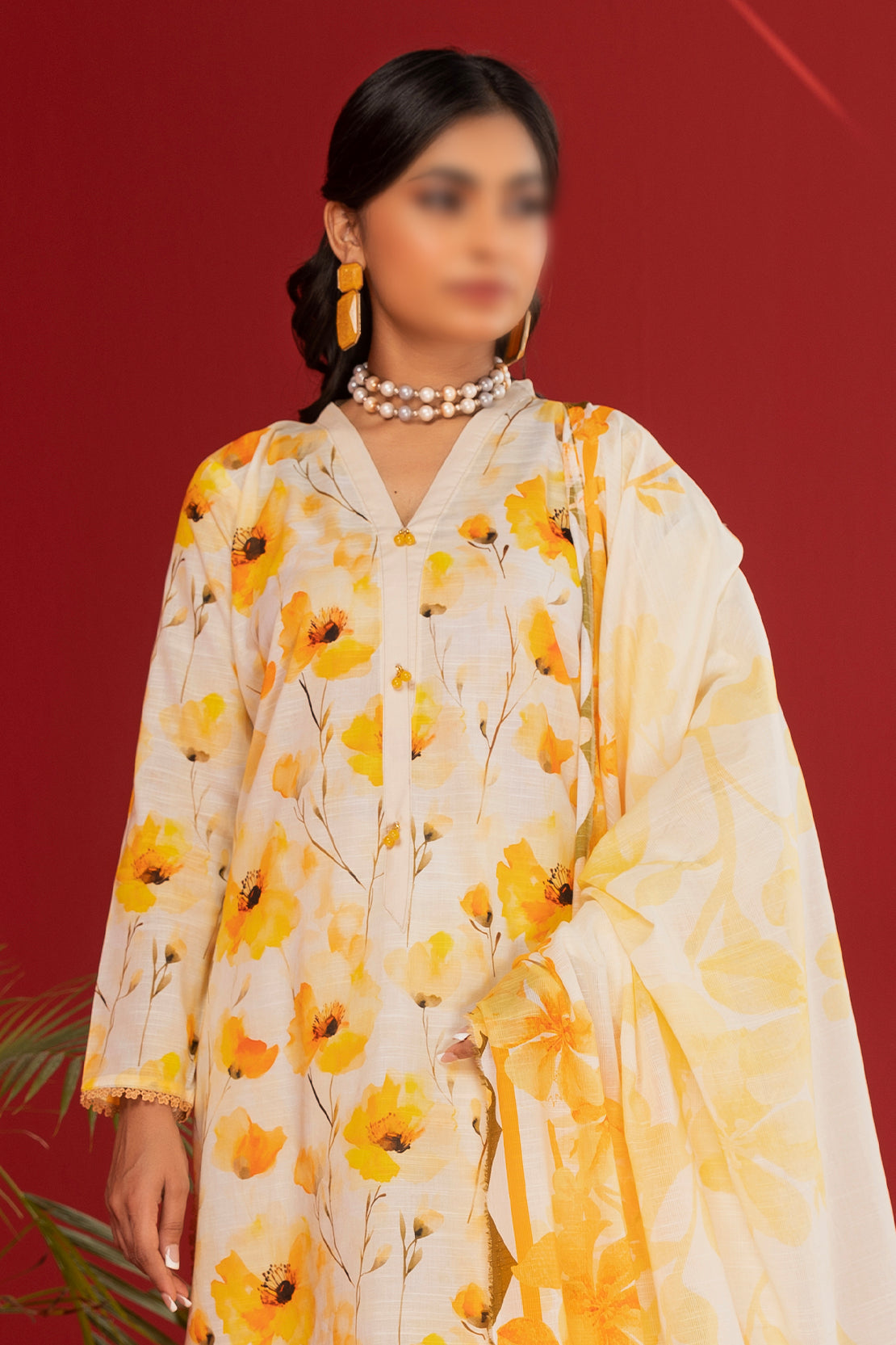 3 Piece - Digitally Printed Lawn - Nureh 1207