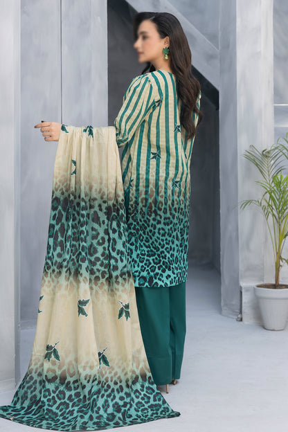 3 Piece - Digitally Printed Lawn - Nureh 1001