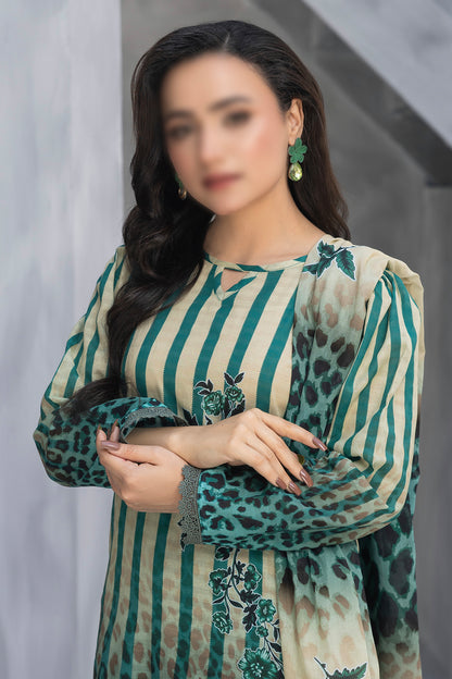 3 Piece - Digitally Printed Lawn - Nureh 1001