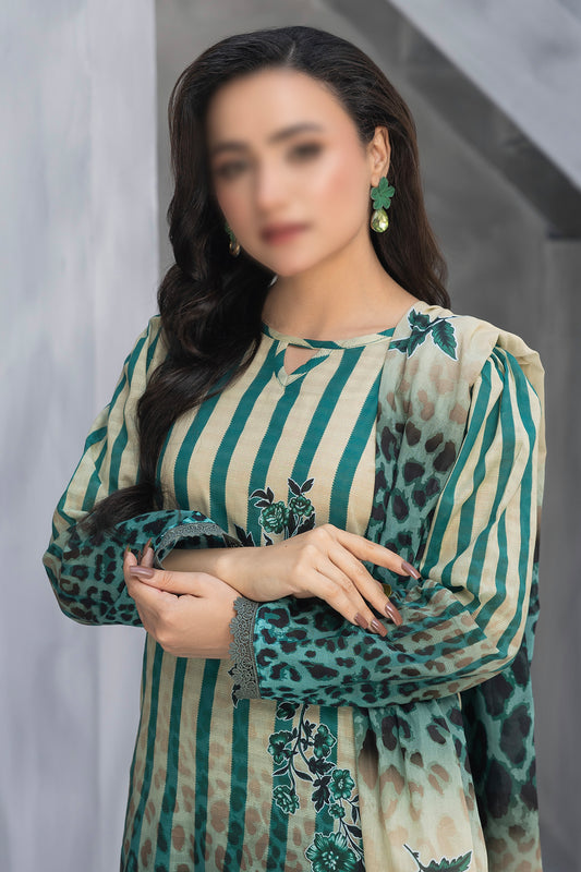 3 Piece - Digitally Printed Lawn - Nureh 1001