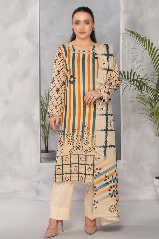 3 Piece - Digitally Printed Lawn - Nureh 1010