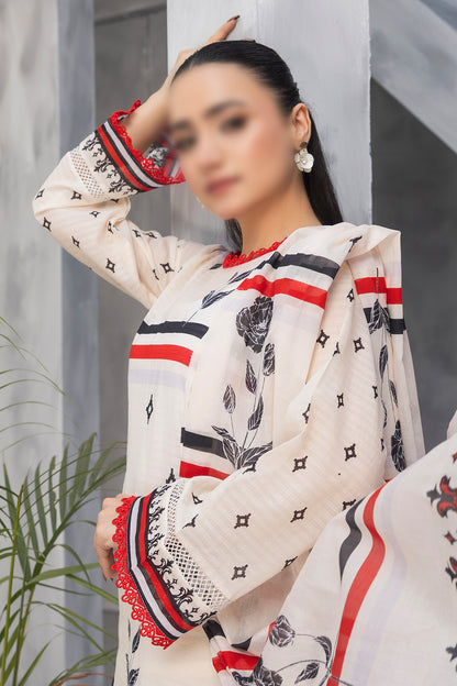 3 Piece - Digitally Printed Lawn - Nureh 1007